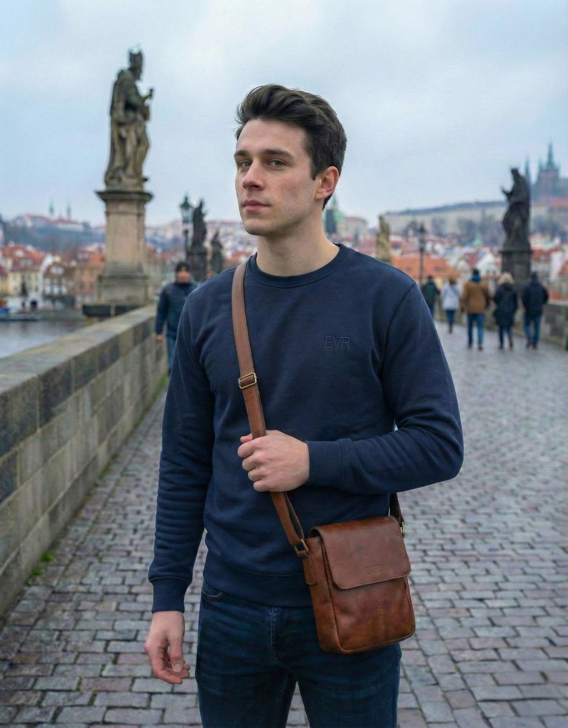 Velvet Sweatshirt Navy blue