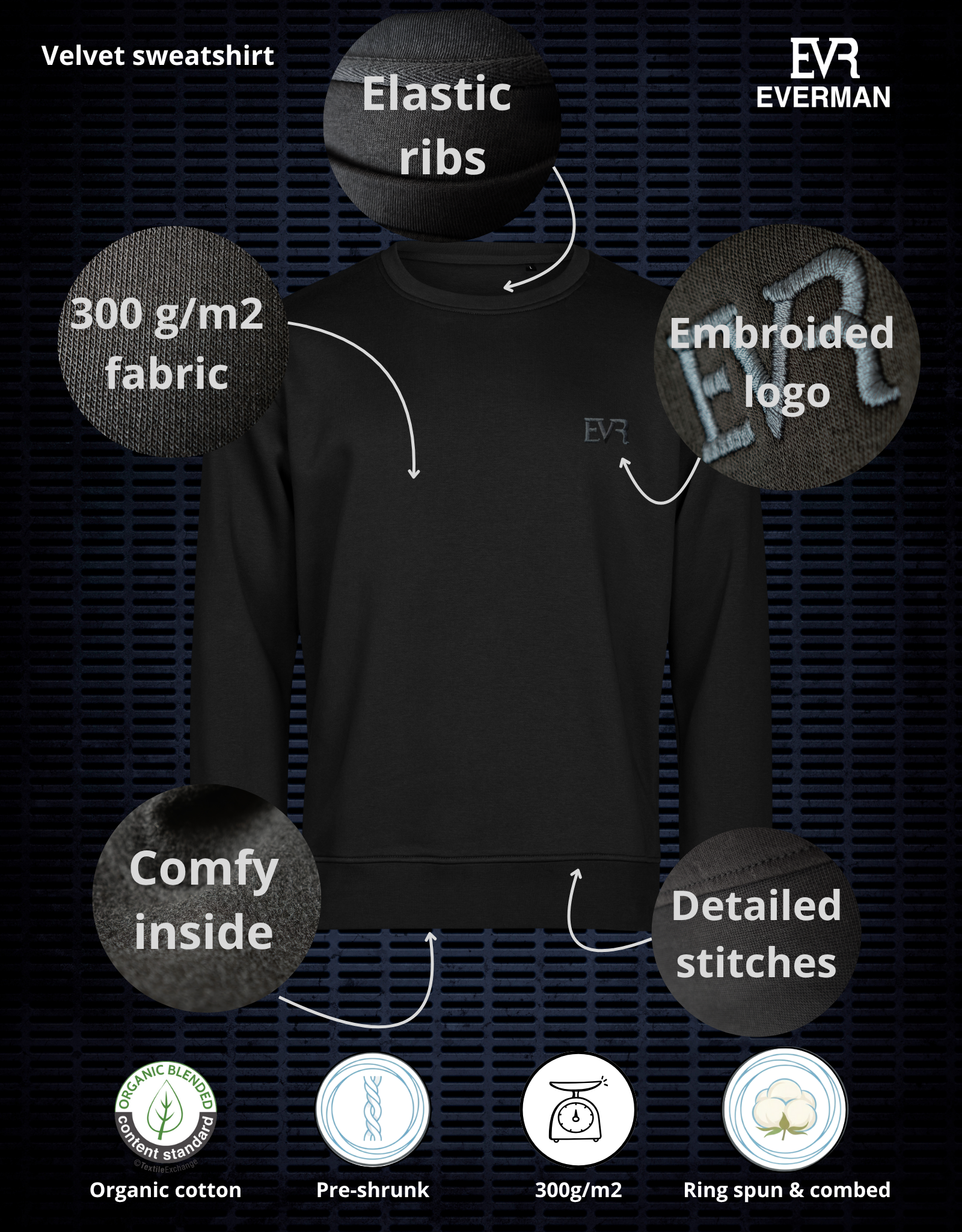 Velvet Sweatshirt Navy blue