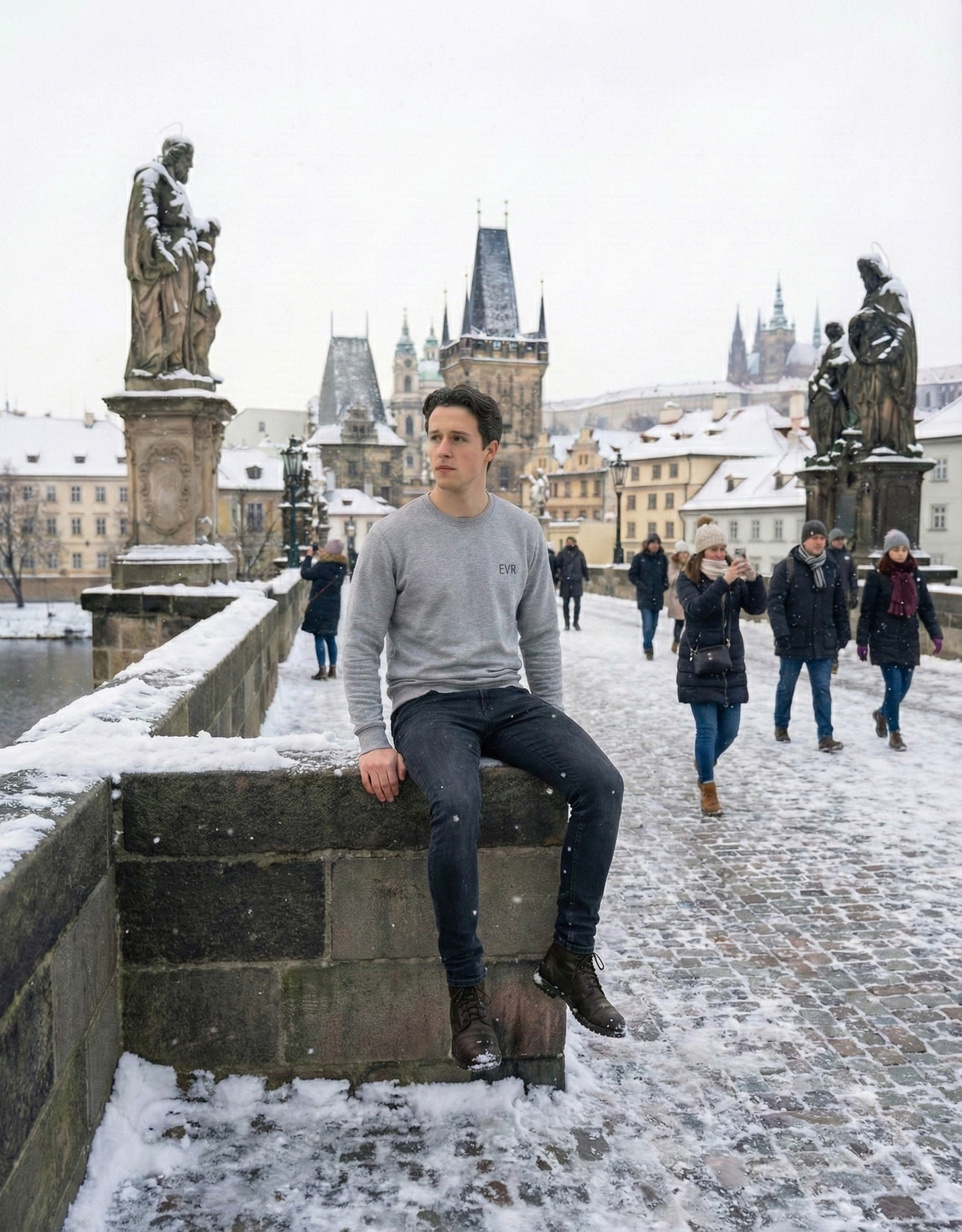 Velvet Sweatshirt Light Grey